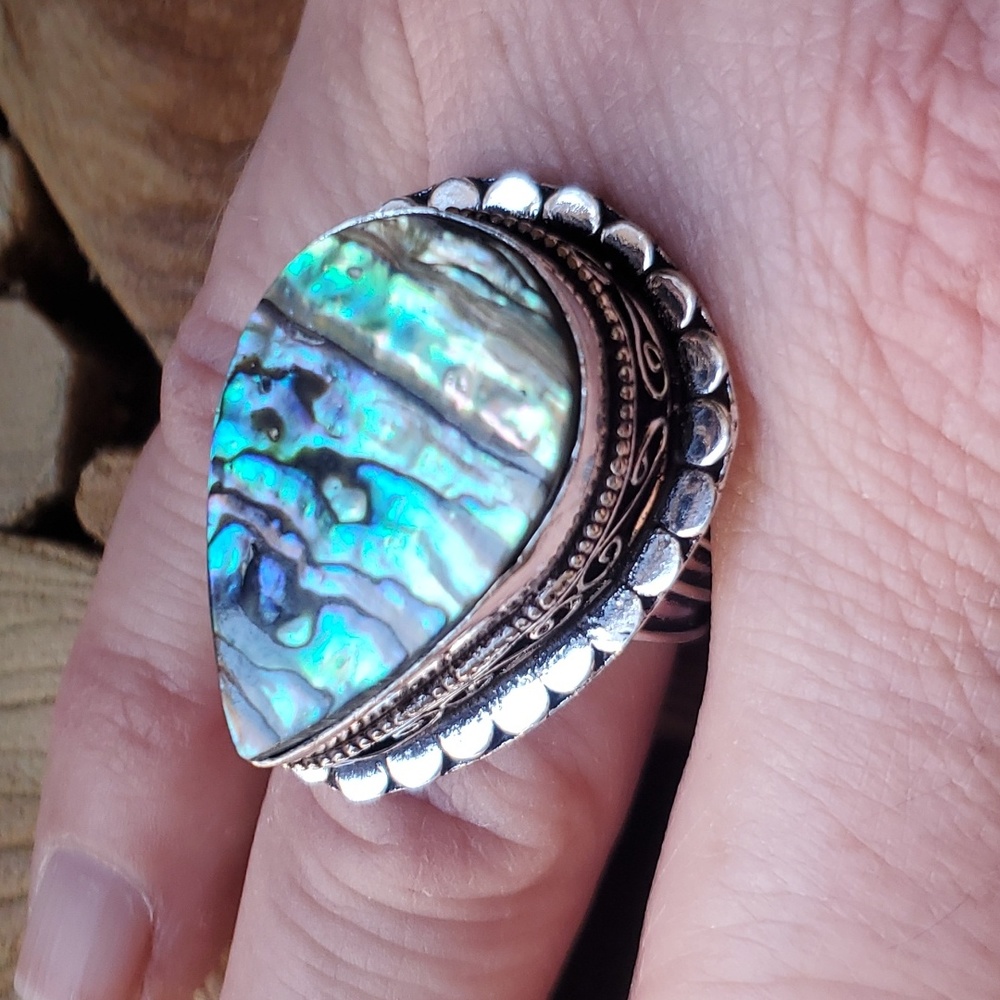 New Abalone Shell 925 Silver Ring.
